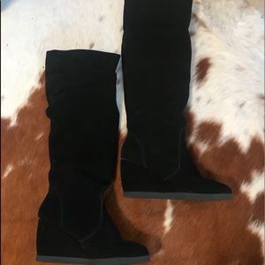 TALL SUEDE WEDGE BOOTS